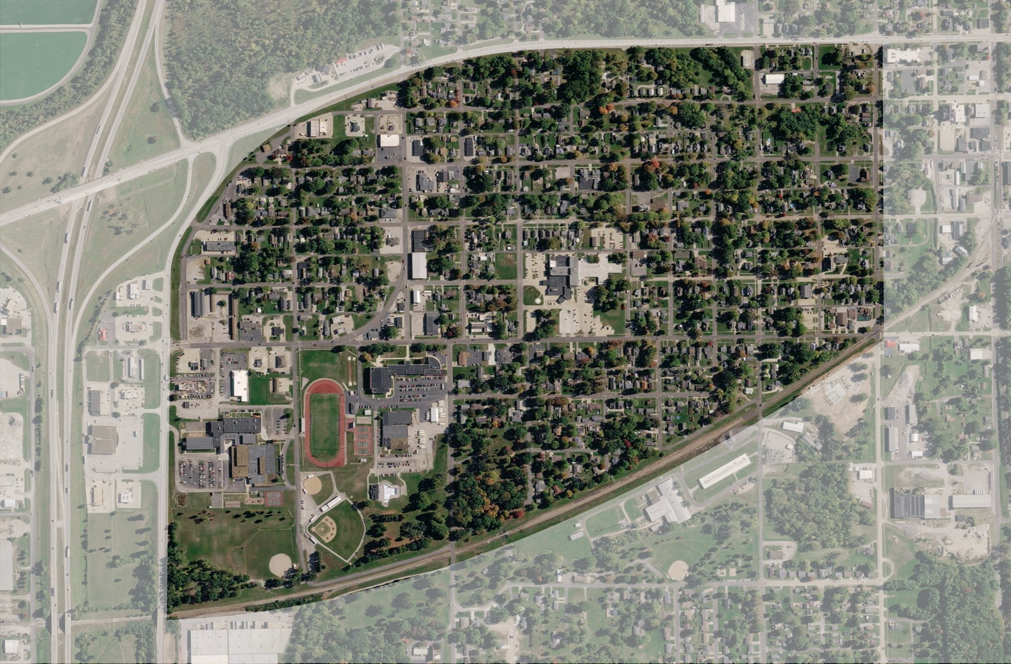 Vandalia, IL district geothermal focus area — aerial site map