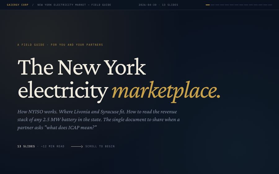 Field guide to the New York Independent System Operator electricity market