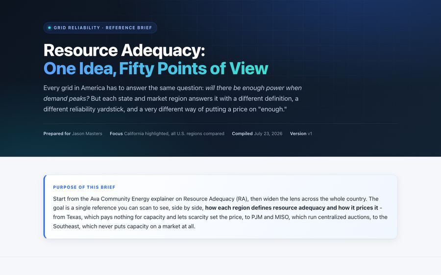 Resource adequacy definitions compared across fifty states